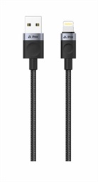 TEXTILNÍ KABEL USB-A LIGHTNING 1M, USB 2.0 ČERNÝ