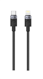 TEXTILNÍ KABEL USB-C LIGHTNING 1,5M, USB 2.0 ČERNÝ