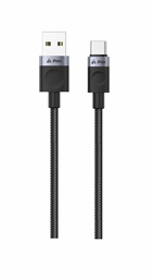 TEXTILNÍ KABEL USB-A USB-C 1,5M, USB 2.0 ČERNÝ